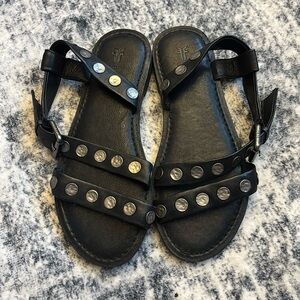 Frye Black Leather Sandals